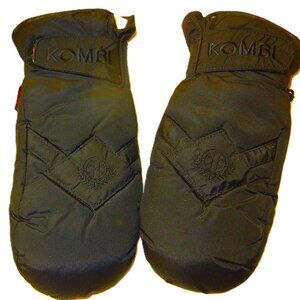 KOMBI Black Mittens Womens Sz LARGE Leather Palm  Snowboard Ski Ice Skating